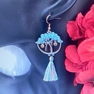 Elegant Blue Tassel Earrings
